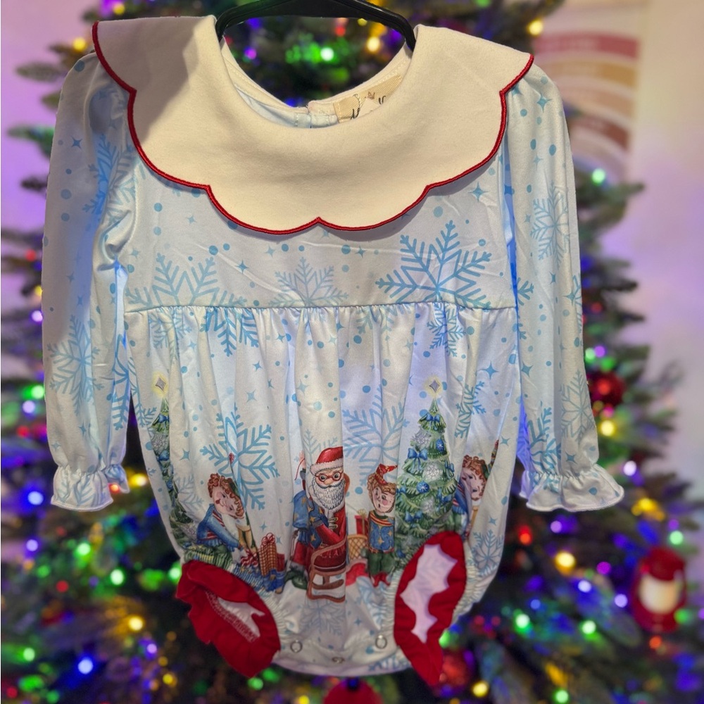 Festive Kids Blouse with Santa Print